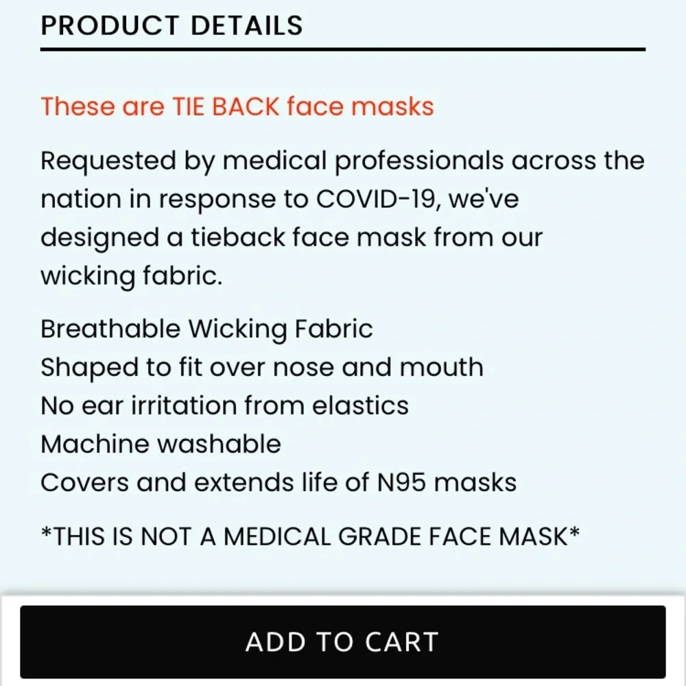 Bondi Band Tie Back Wicking Face Masks Pack of 2